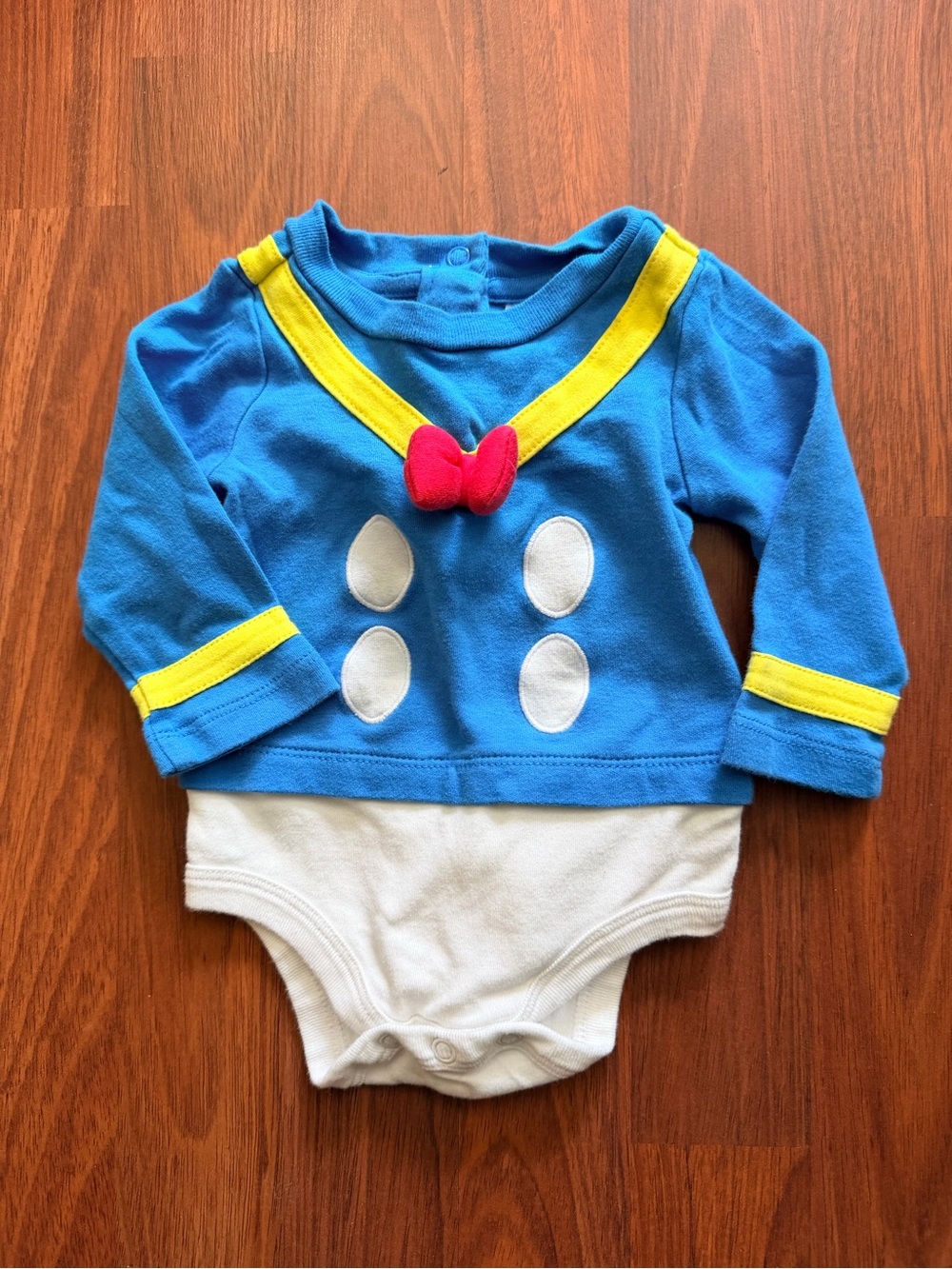 Disney Blue, White & Yellow Sailor One-Piece with Red Bow